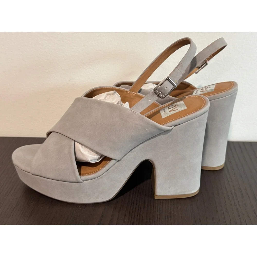 Platform Heels DV Dolce Vita Cypress Womens 11 Grey Crisscross Slingback Sandals